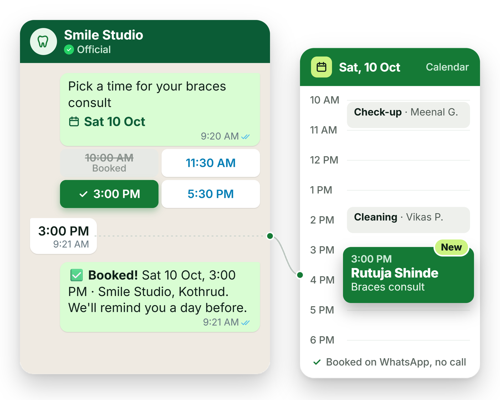 Bookings over WhatsApp